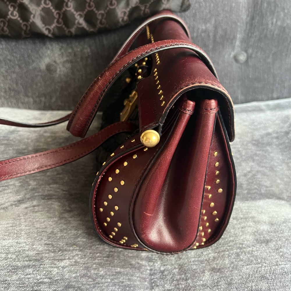 Auth.Gucci 100% Real Python Skin And Burgundy Lea… - image 3